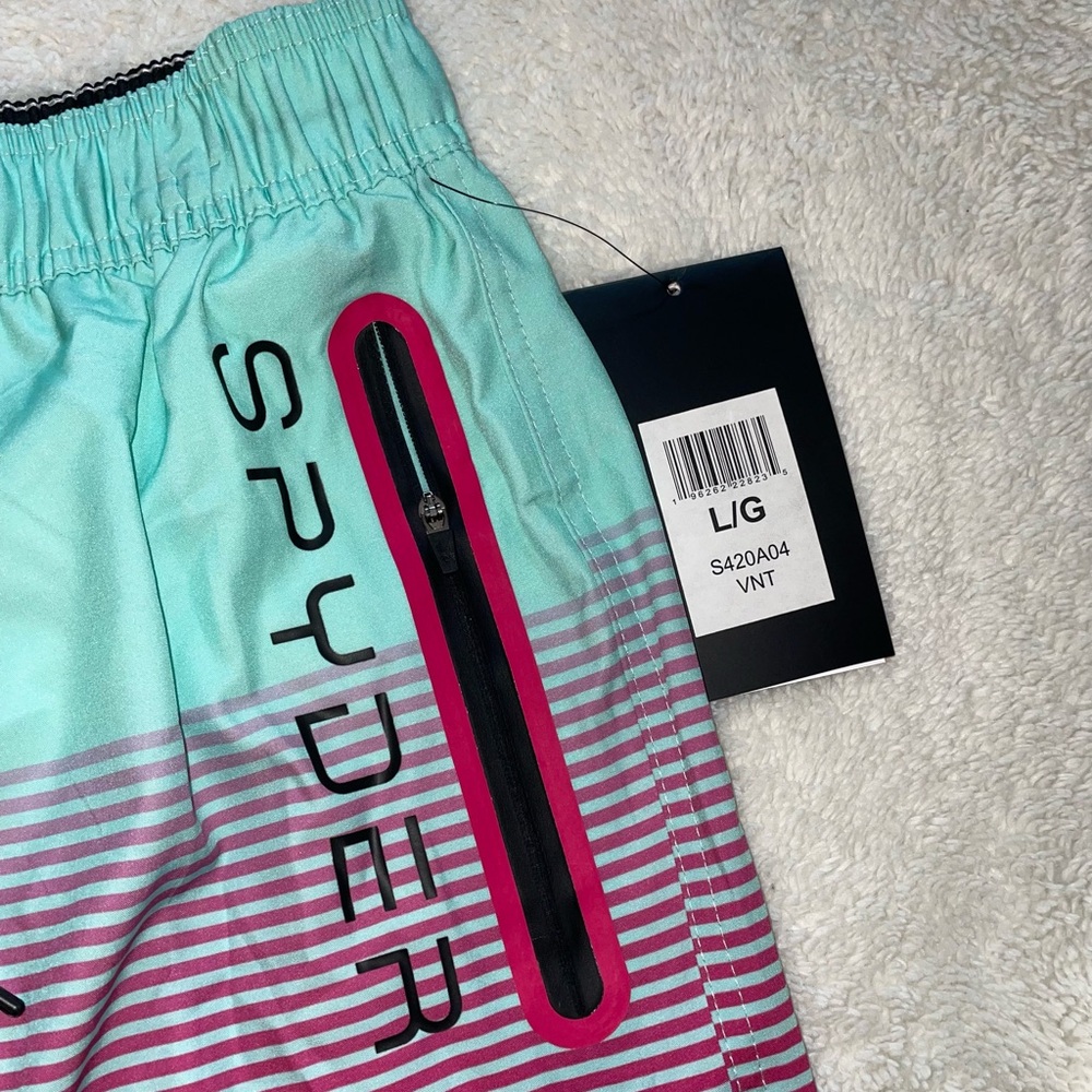 Spyder Men's‎ Aqua and Pink Swim Shorts - Picture 3 of 7
